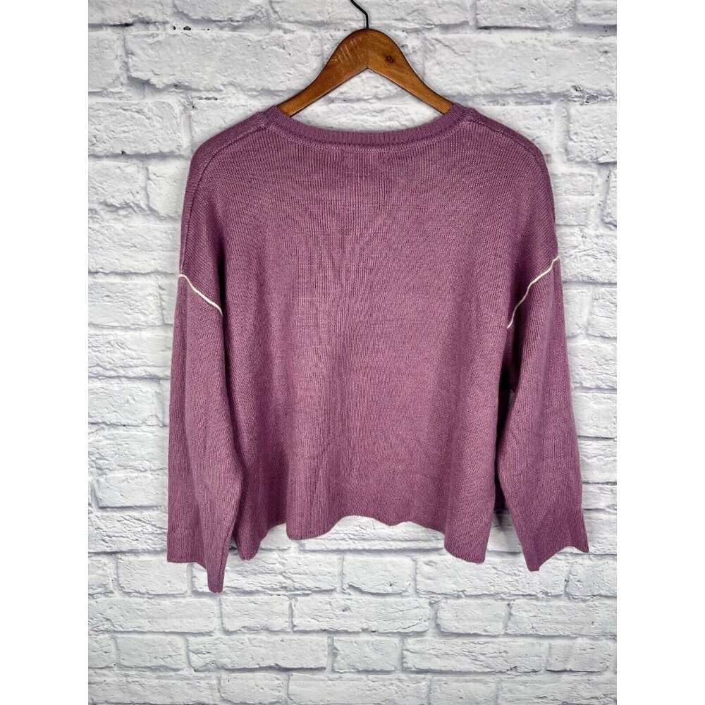 ELLISON Women's Light Purple "L'amour" Crew Neck Popover Sweater Large - Picture 5 of 5